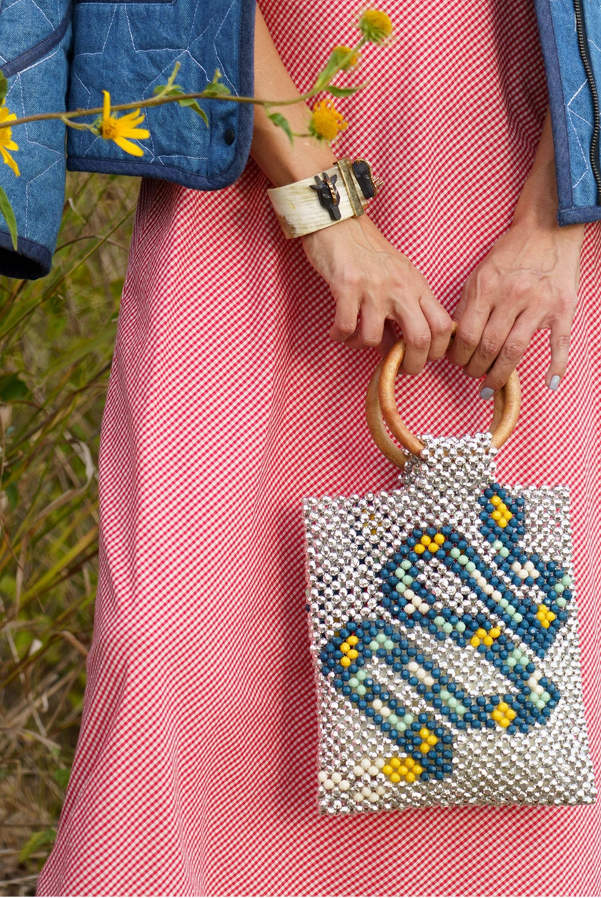 Zahar Chrome Beaded Bag - HANDBAGS