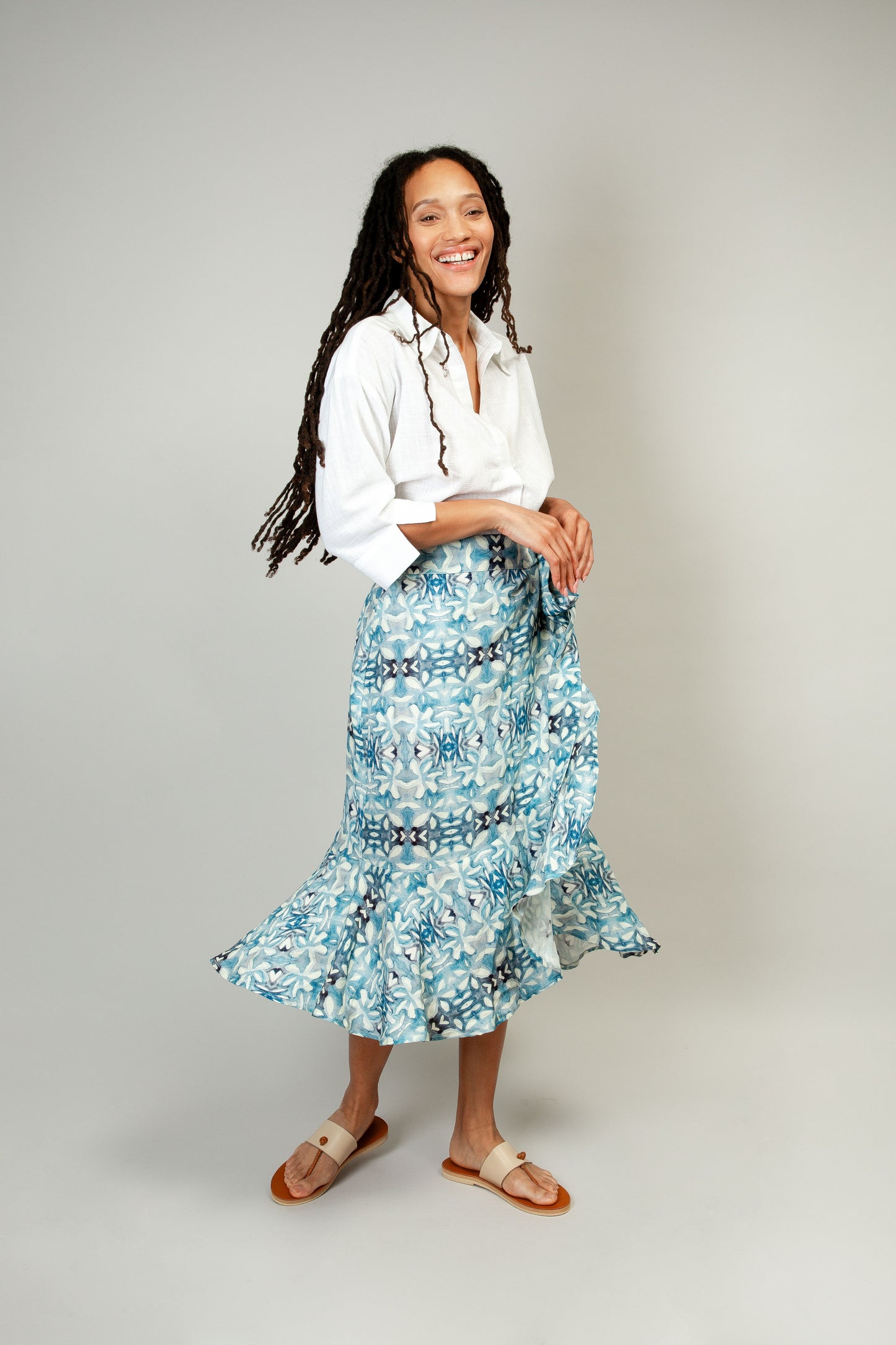 Ruffle Wrap Skirt, Santorini