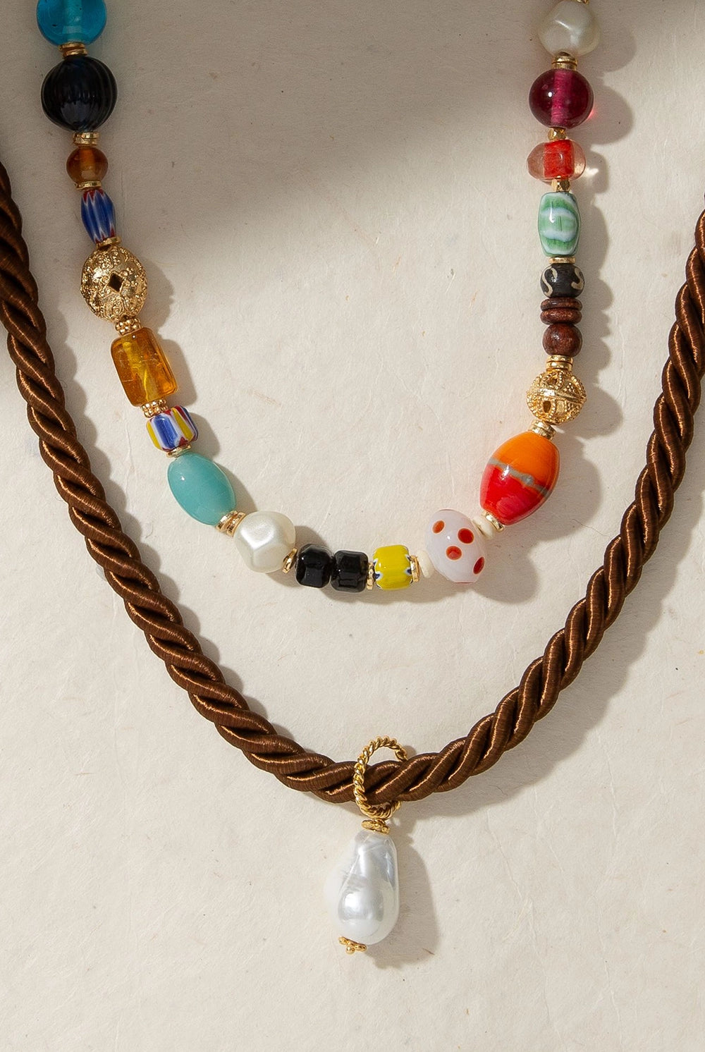 Baroque Corded Pendant - Necklaces