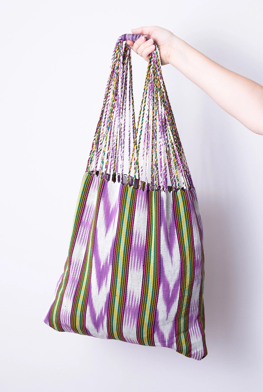 Guatemalan Woven Tote Bags - Lavender Lime - Handbags