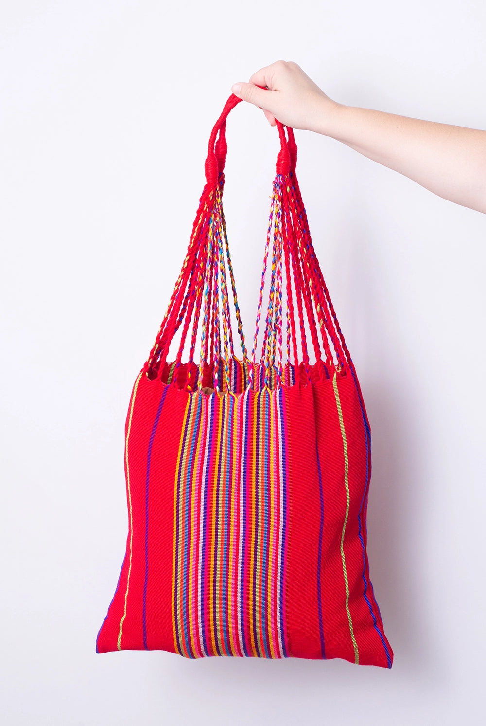 Guatemalan Woven Tote Bags - Red Multi Stripe - Handbags