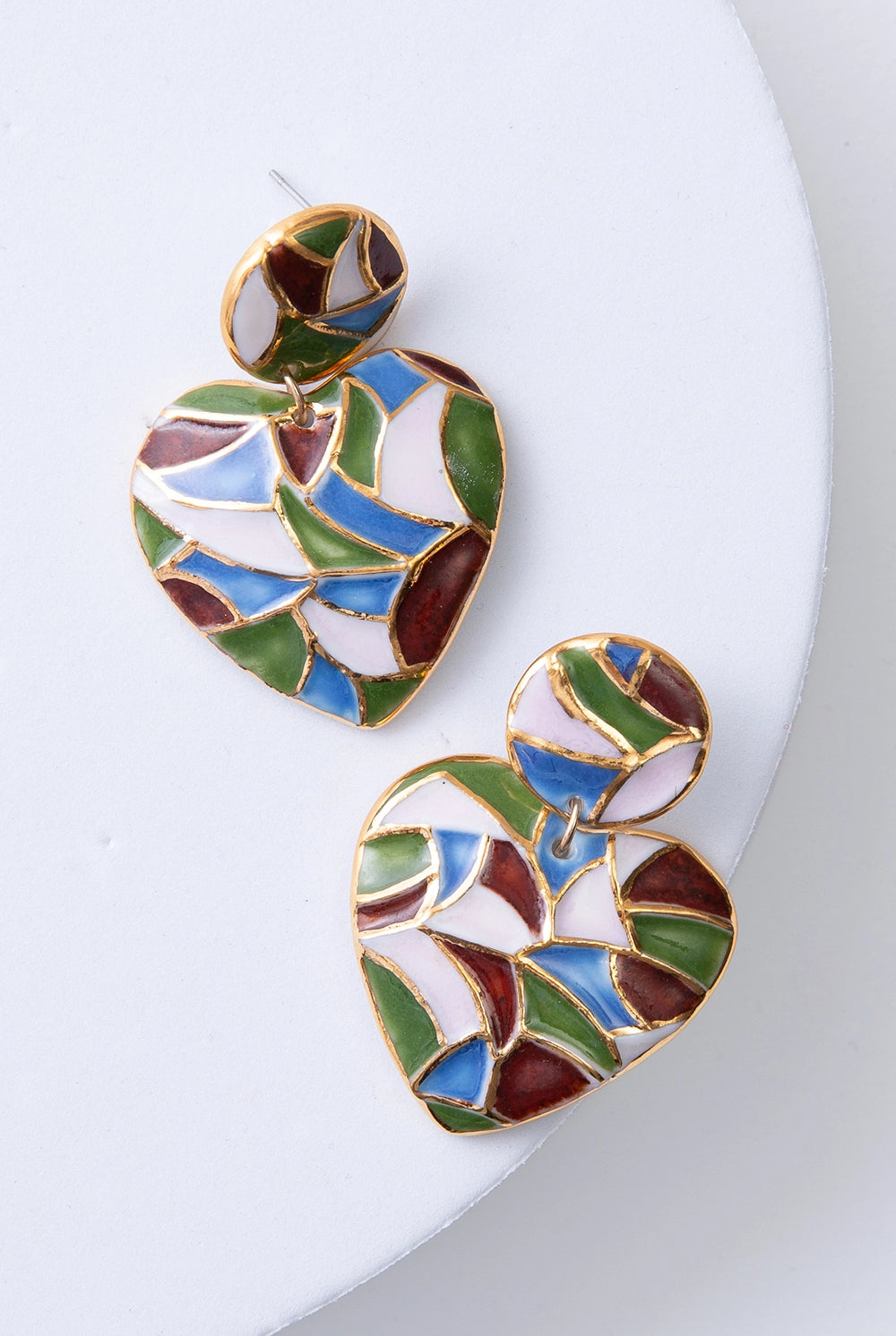 Mosaic Heart Statement Earrings - EARRING