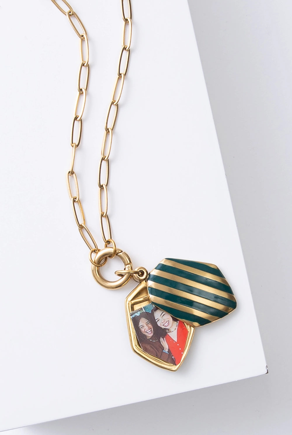 Timeless Stripe Locket - NECKLACES