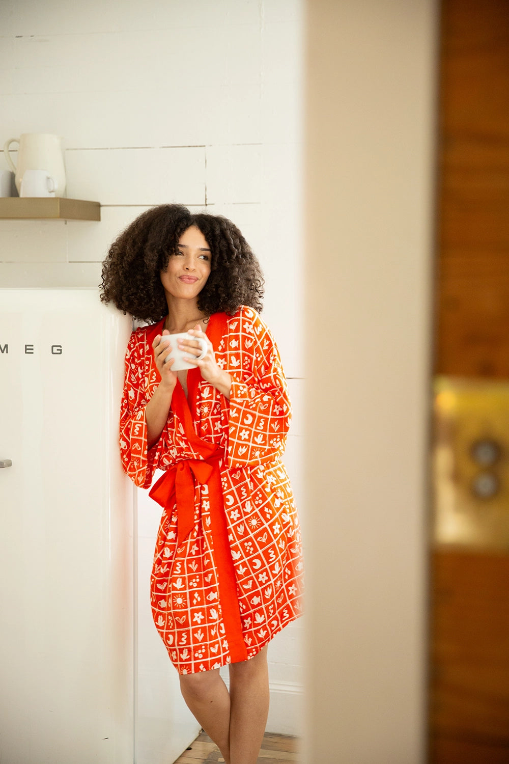 Belted Robe Summer Windowpane - Apparel