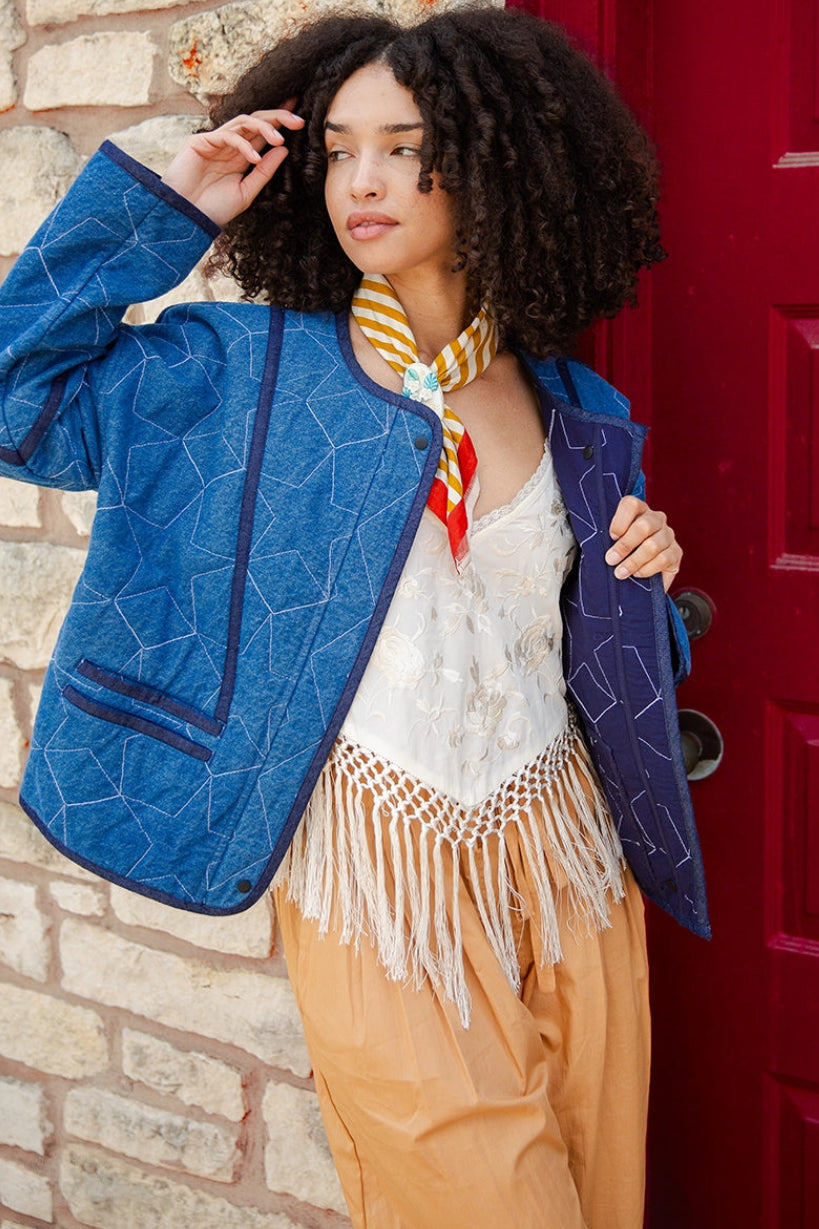Quilted Stars Denim Jacket - Apparel