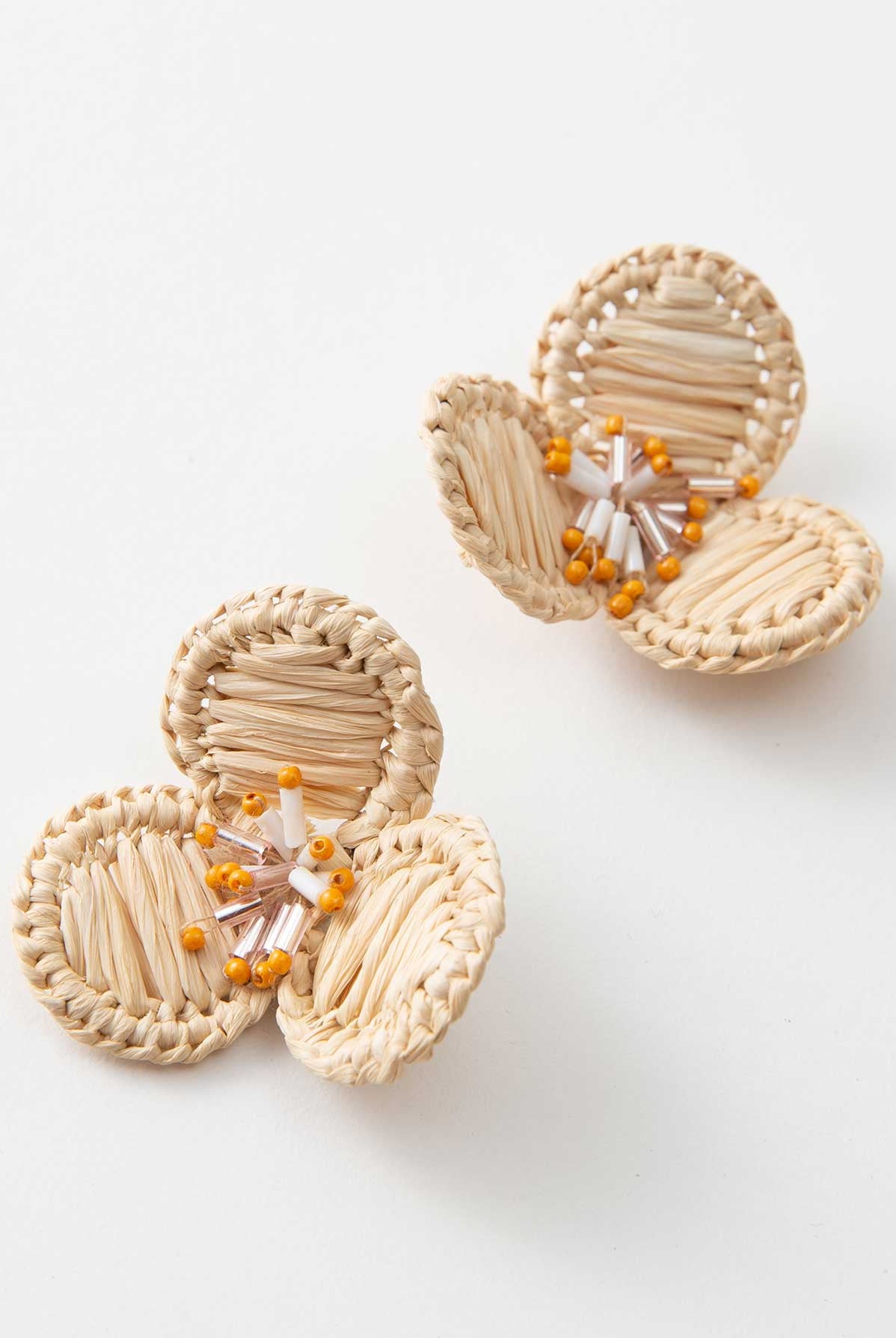 Raffia Hibiscus Earrings - Jewelry