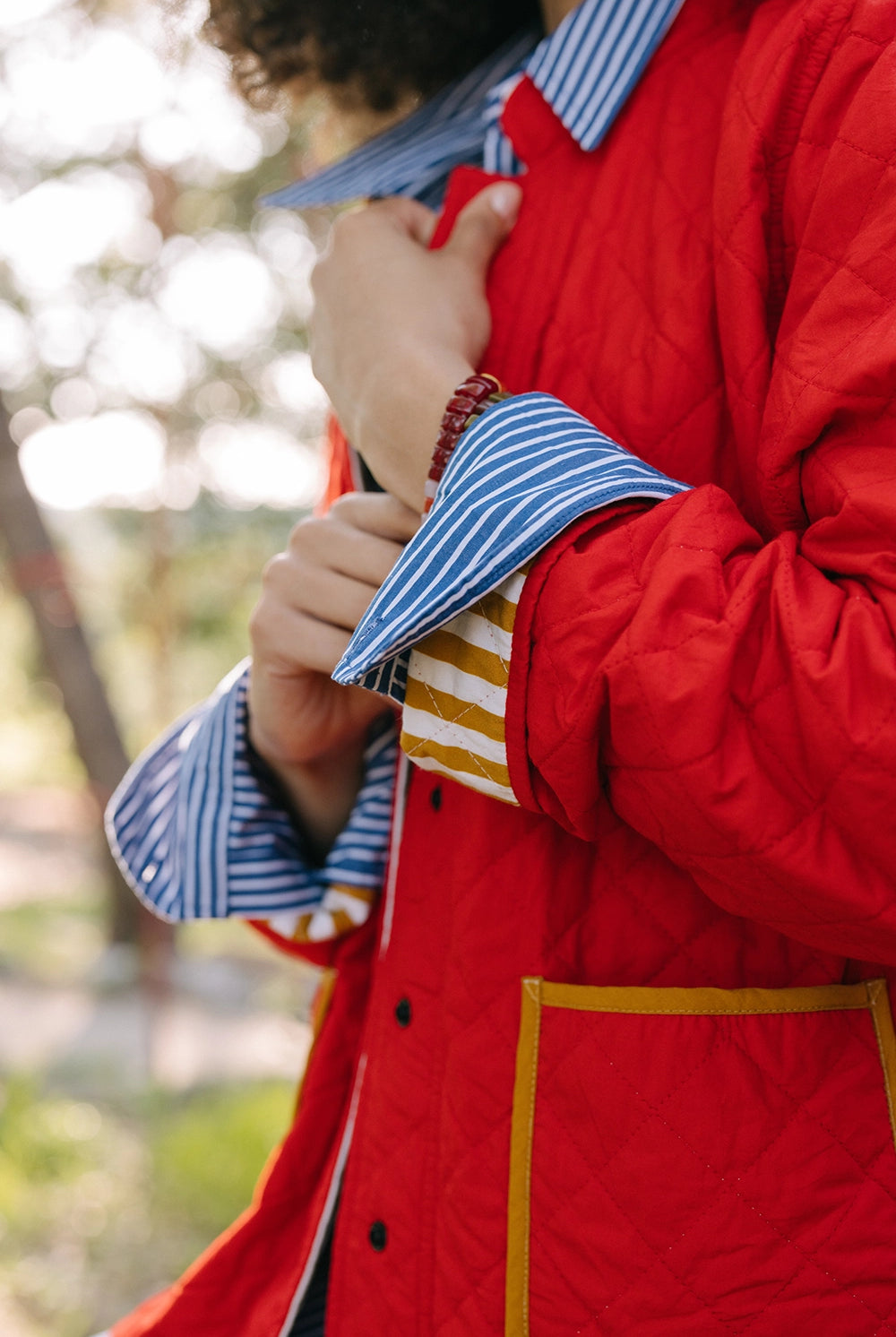 Reversible Quilted Jacket Striped Marigold - APPAREL
