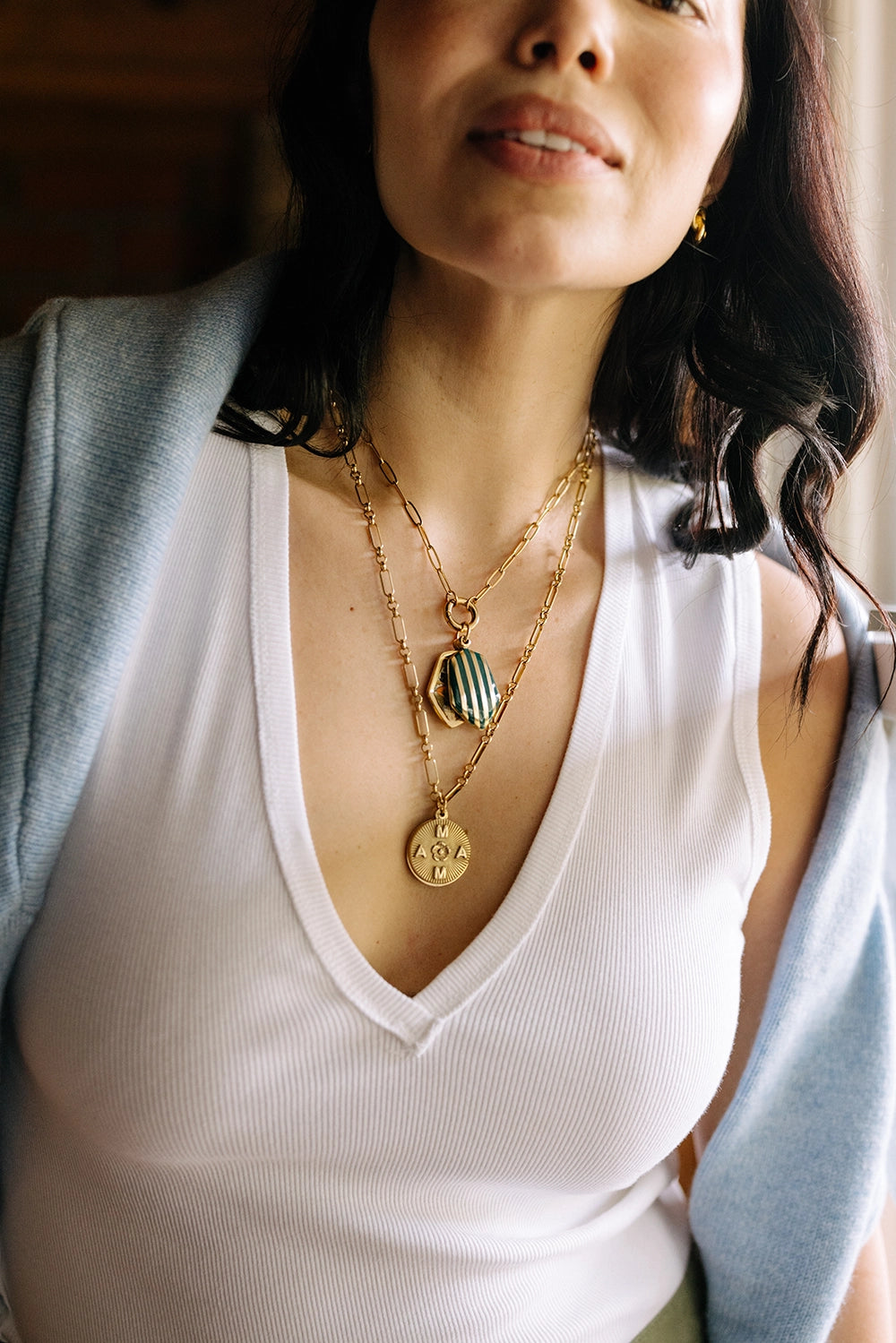 Timeless Stripe Locket - NECKLACES