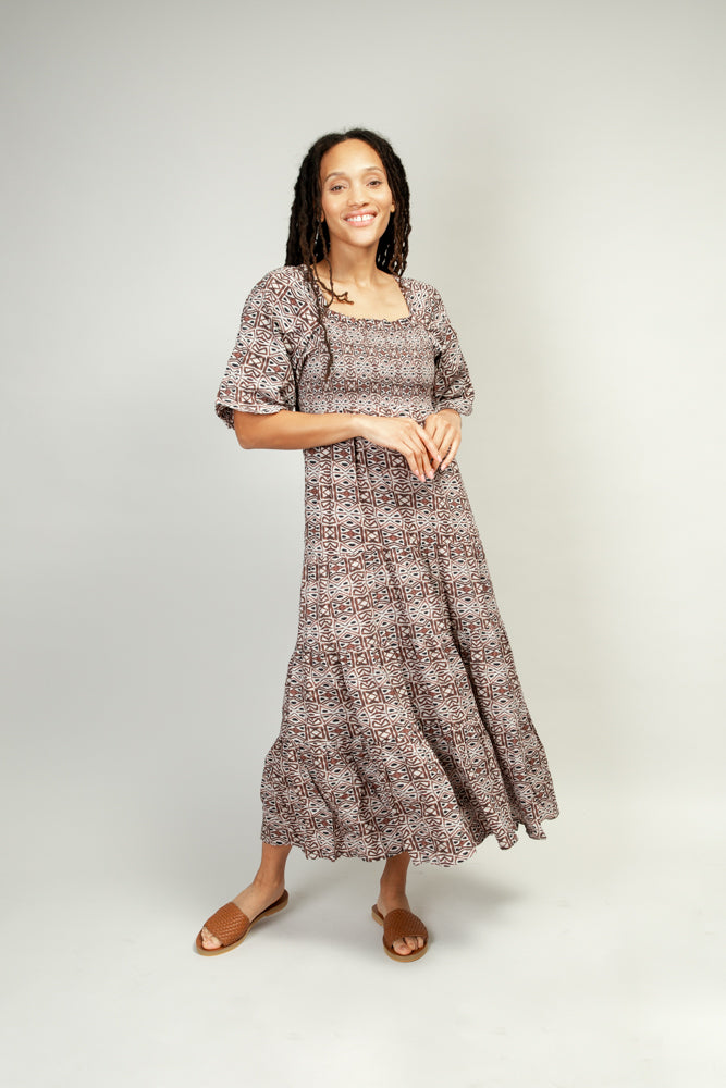 Smocked Maxi Dress, Bagru