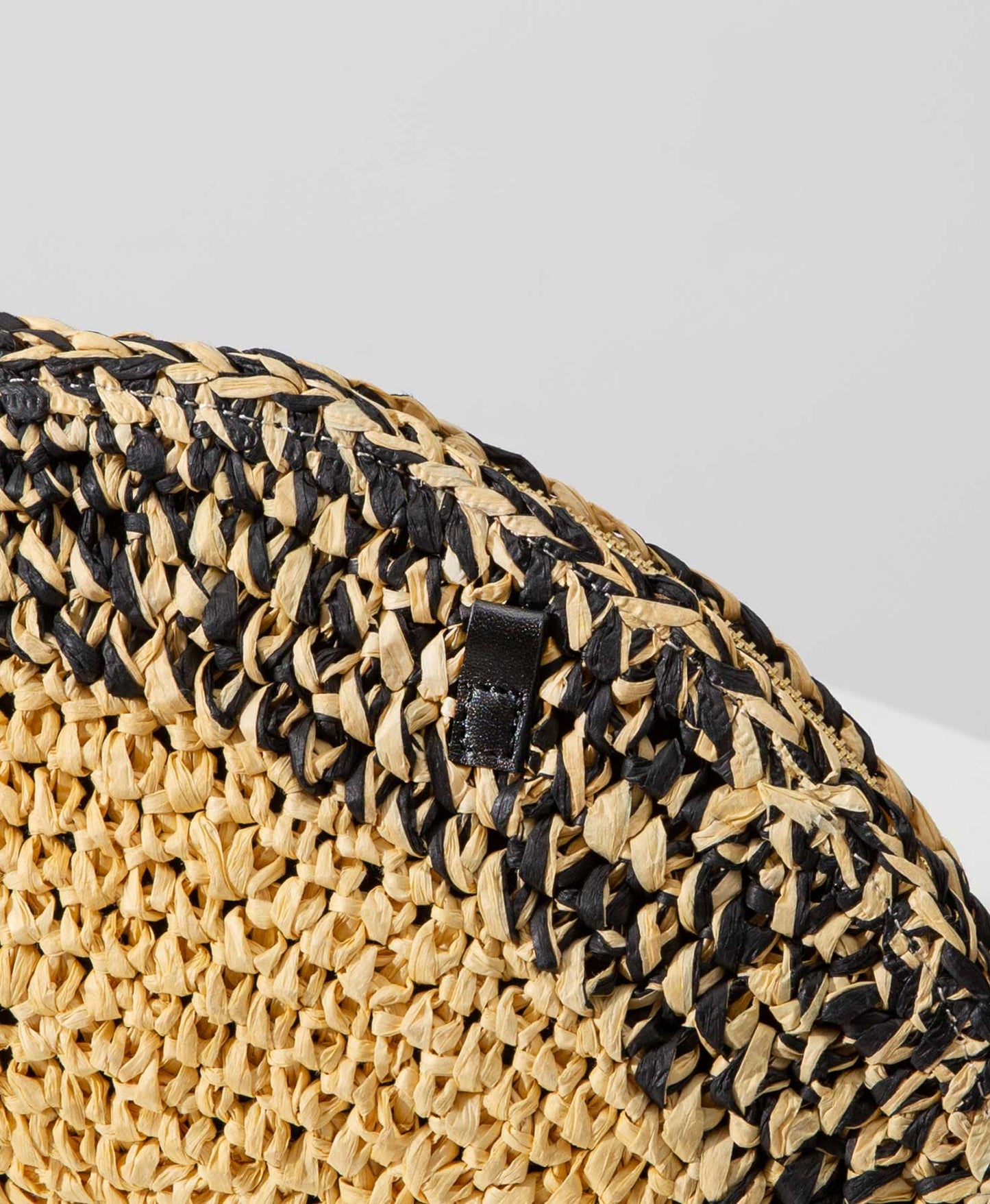 Woven Crescent Pom Pom Clutch