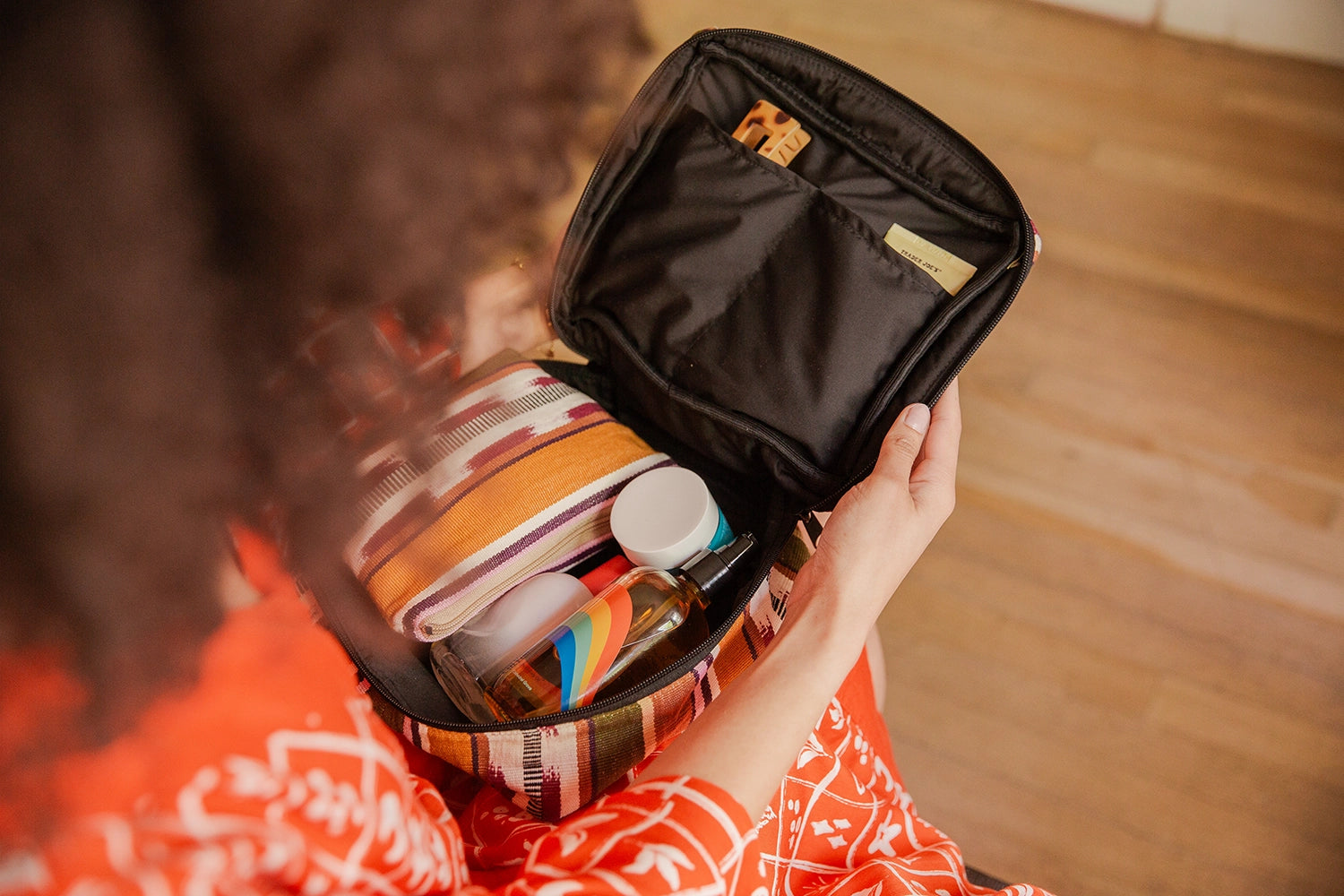 Woven Stripe Travel Cube - Accessory Bag