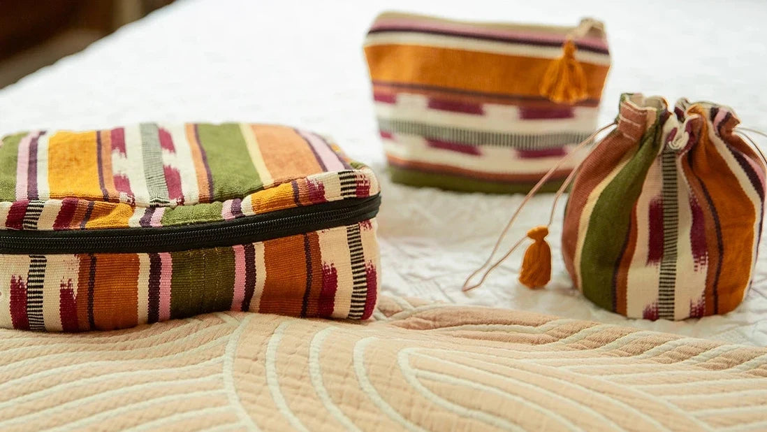 Woven Stripe Travel Cube - Accessory Bag