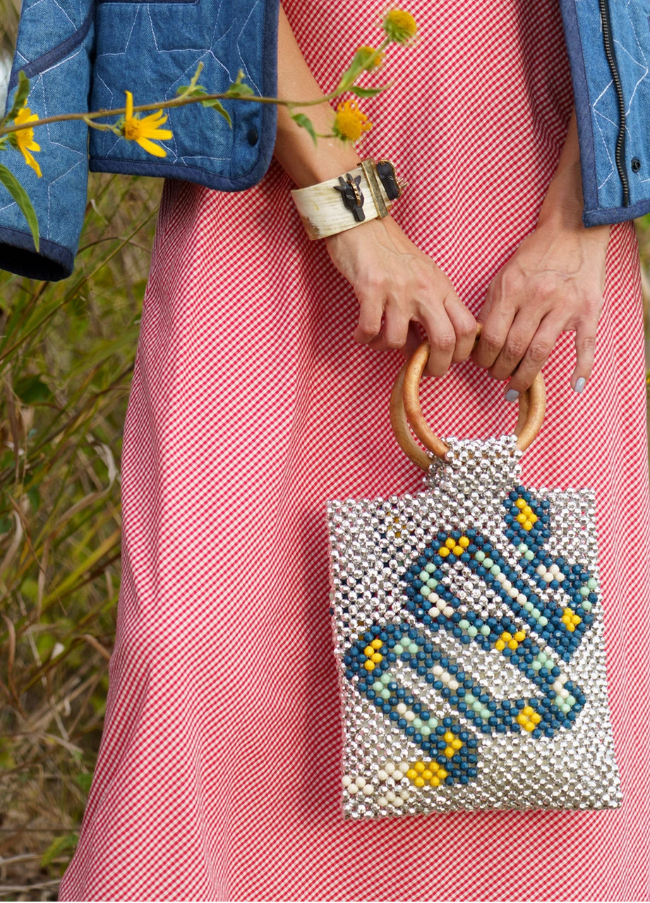 Zahar Chrome Beaded Bag - HANDBAGS