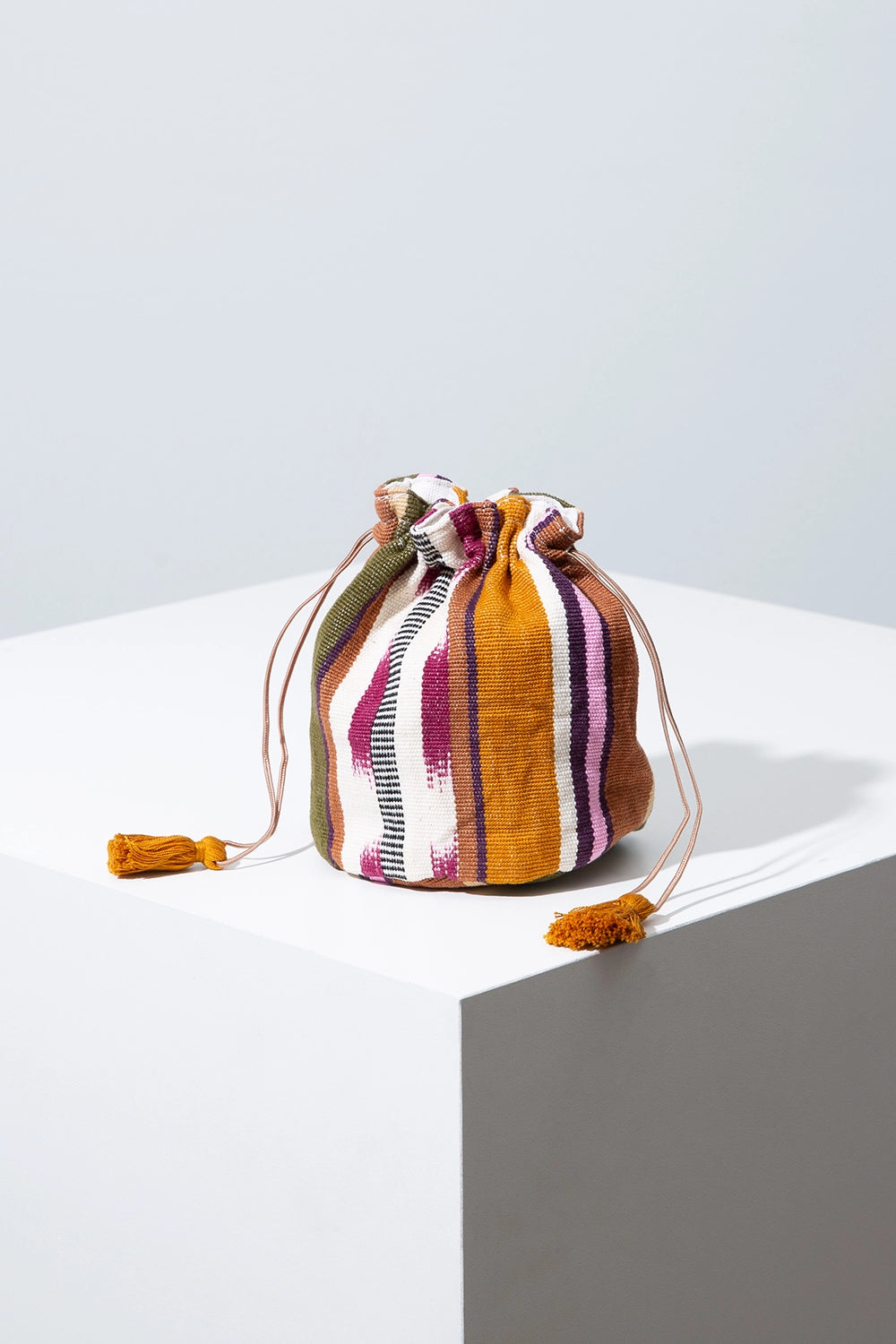Woven Stripe Jewelry Pouch - Accessory Bag