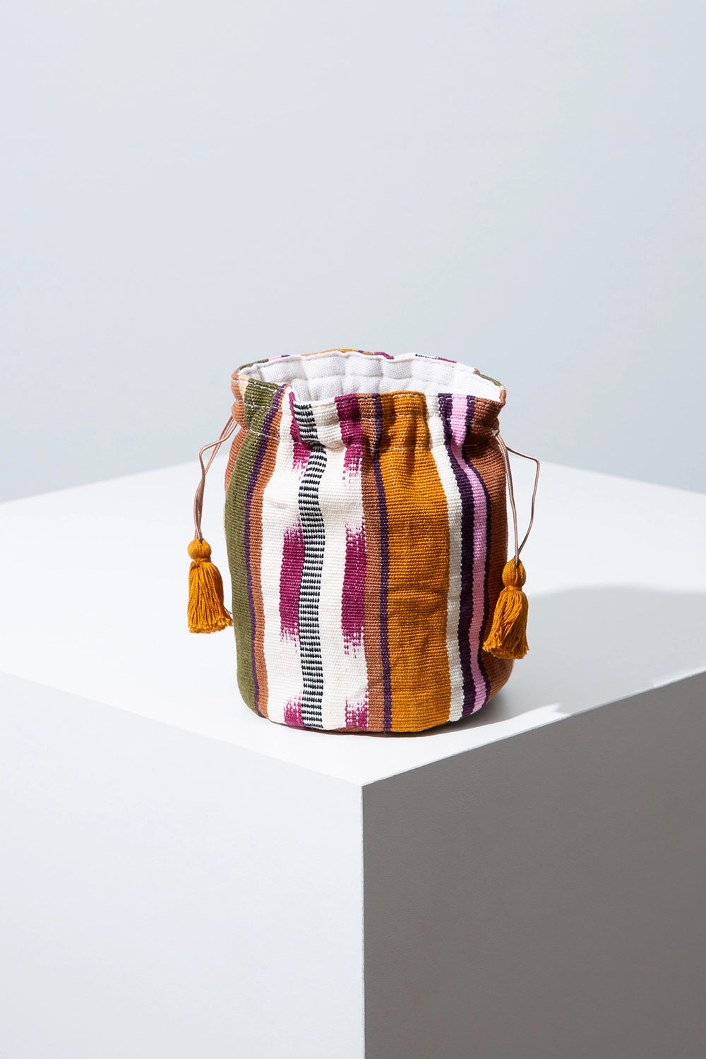 Woven Stripe Jewelry Pouch - Accessory Bag