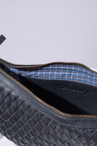 Crescent Sling Woven Leather Noir - HANDBAGS