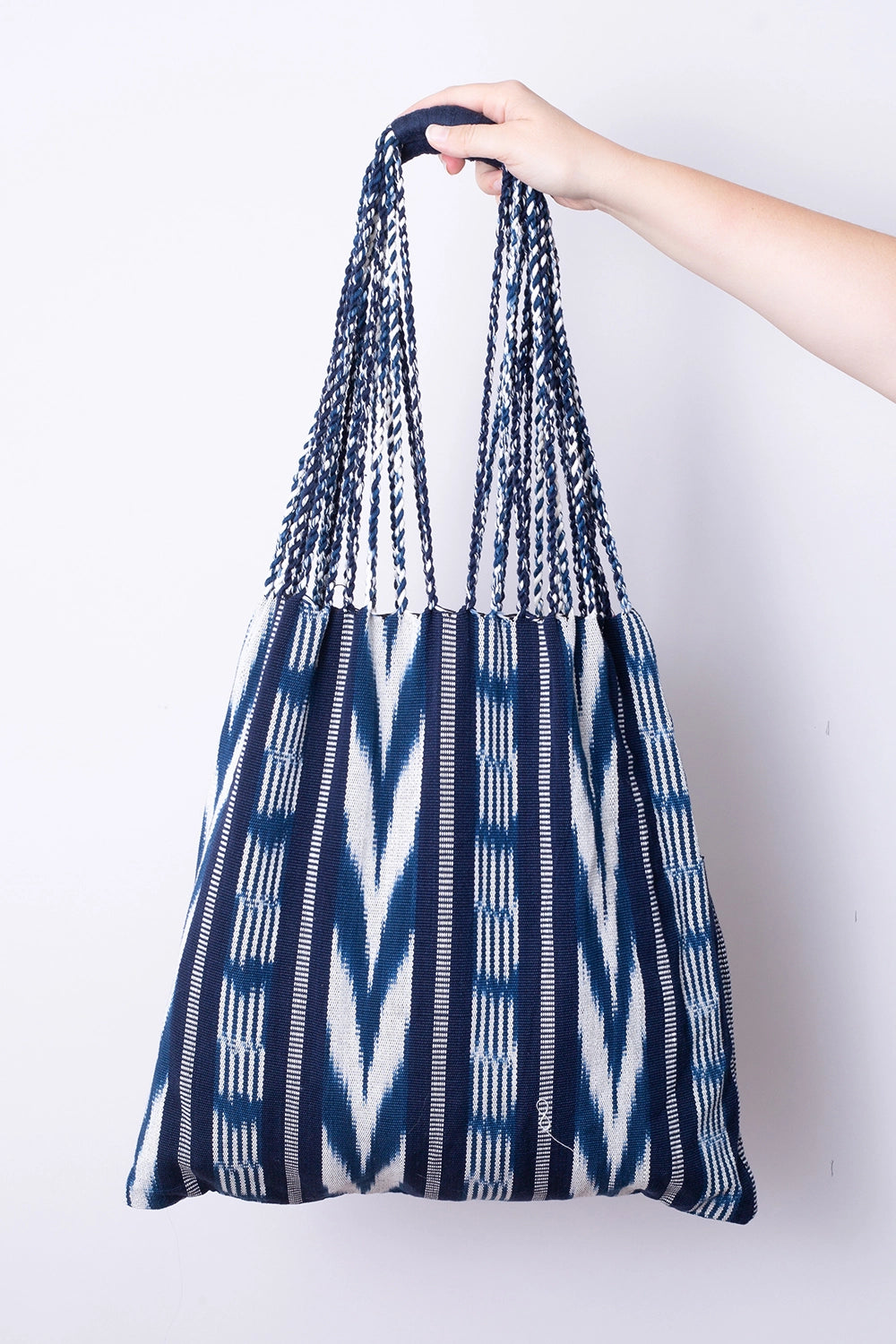 Guatemalan Woven Tote Bags - Navy White - Handbags