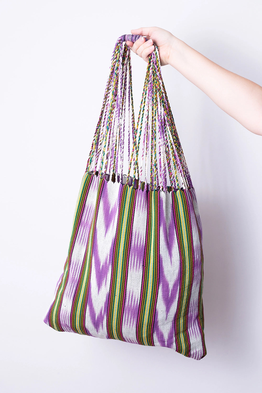 Guatemalan Woven Tote Bags - Lavender Lime - Handbags