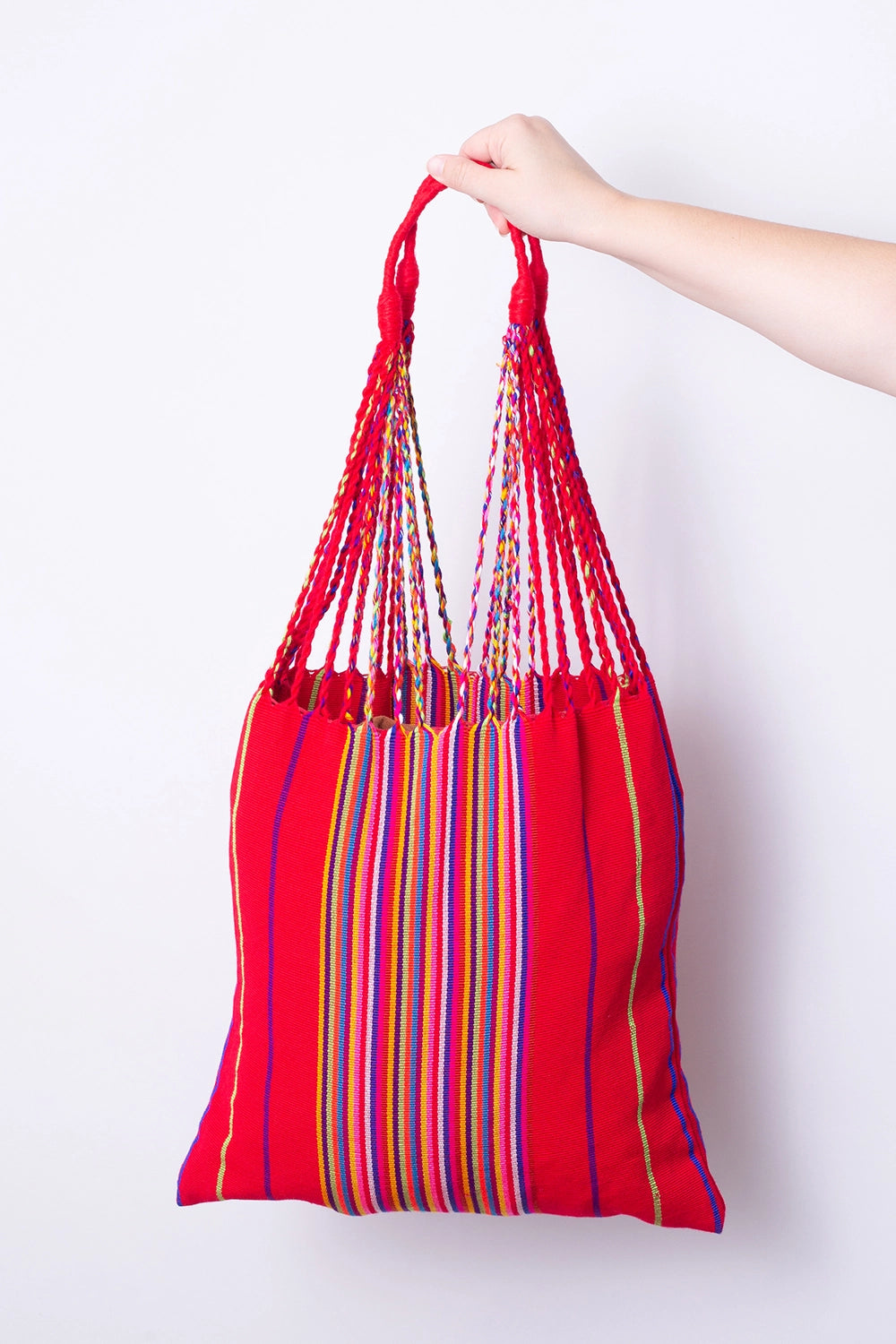 Guatemalan Woven Tote Bags - Red Multi Stripe - Handbags