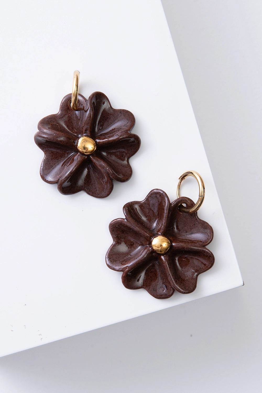 Porcelain Gold Touch Earrings - EARRING