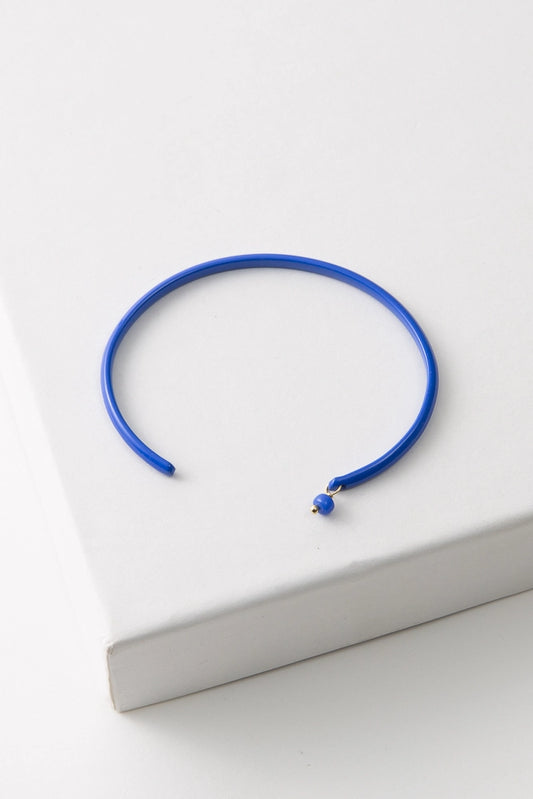 Enamel Cuff Bar, Blue, Thin