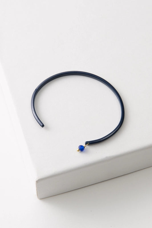 Enamel Cuff Bar, Navy, Thin