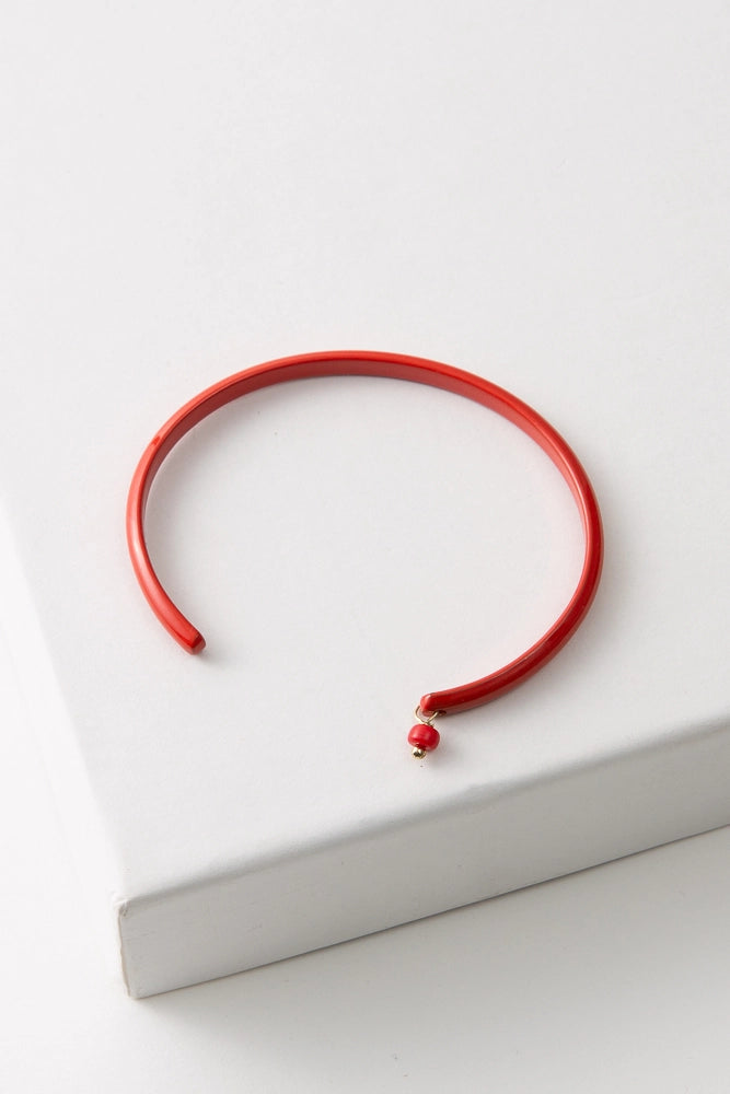 Enamel Cuff Bar, Coral, Wide