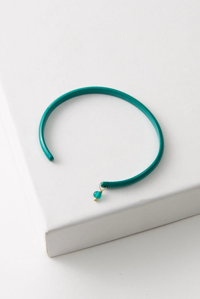 Enamel Cuff Bar, Teal, Wide