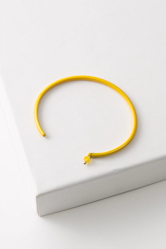 Enamel Cuff Bar, Yellow, Thin