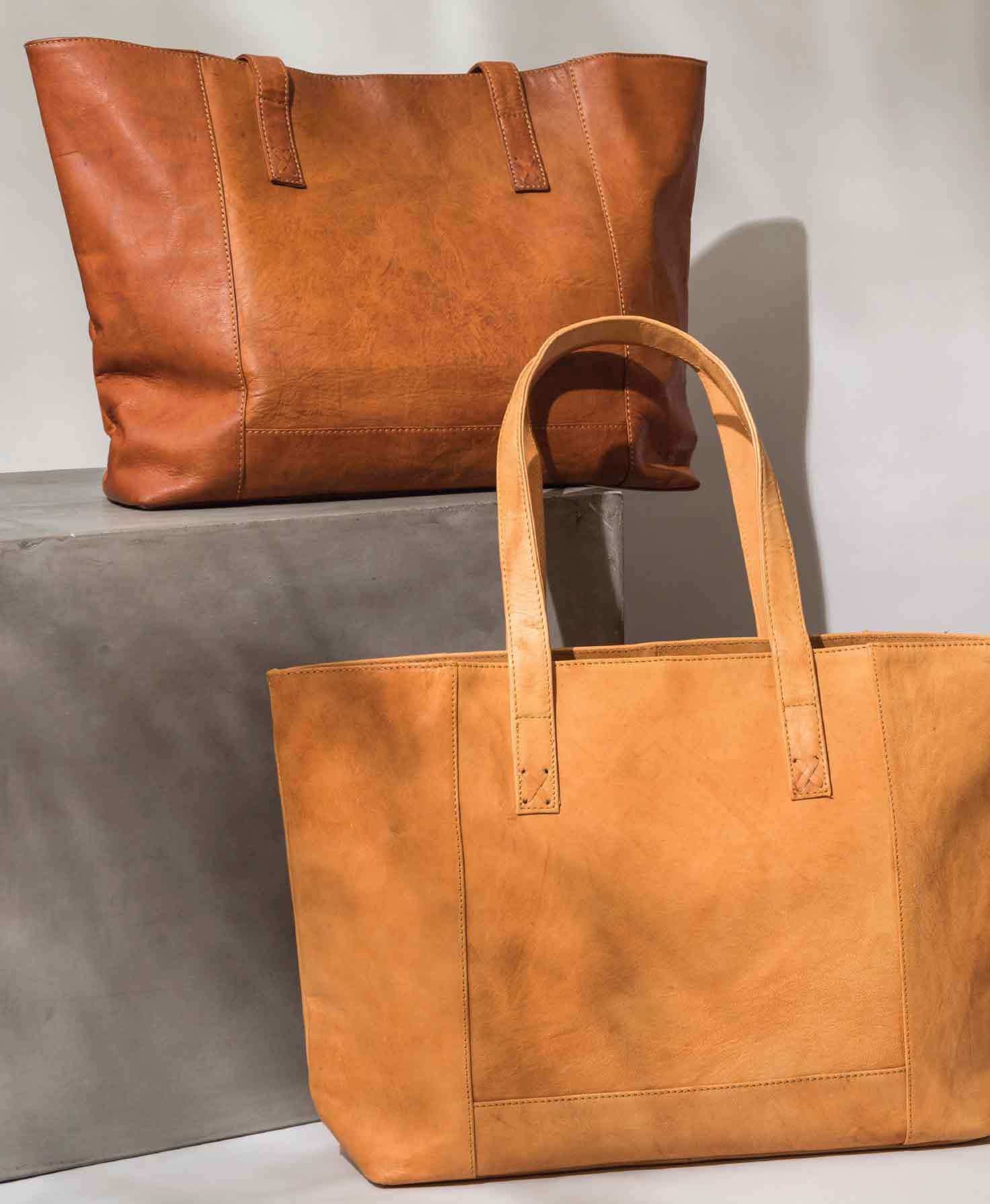 Modern shop leather tote