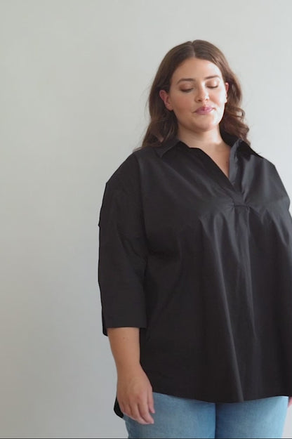 Breezy Tunic, Black Poplin