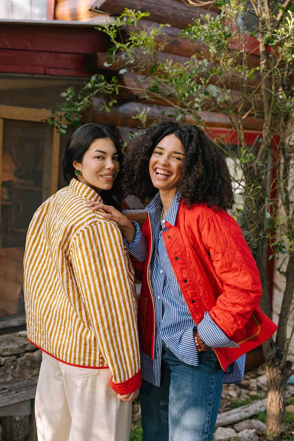 Reversible Quilted Jacket Striped Marigold - APPAREL