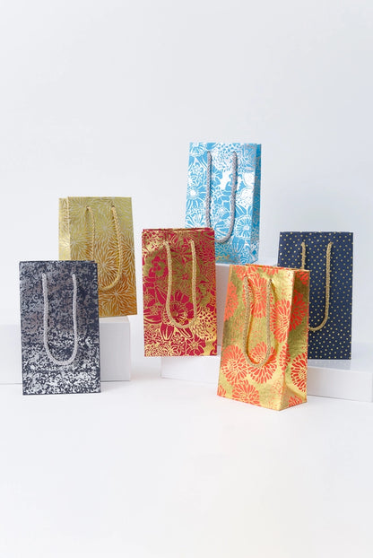 Upcycled Metallic Gift Bag Set of 5, Assorted